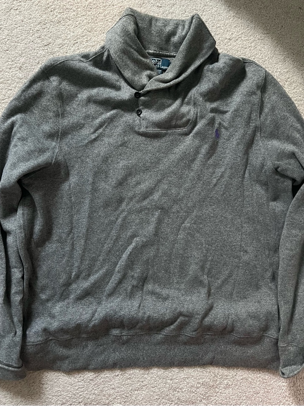 Polo by Ralph Lauren Gray Shawl-Neck Pullover Sweater